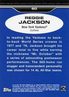 2011 Topps Lineage - 1975 Mini #60 Reggie Jackson Back