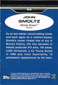 2011 Topps Lineage - 1975 Mini #94 John Smoltz Back