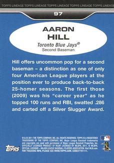 2011 Topps Lineage - 1975 Mini #97 Aaron Hill Back