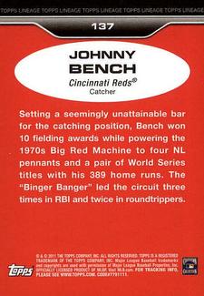 2011 Topps Lineage - 1975 Mini #137 Johnny Bench Back
