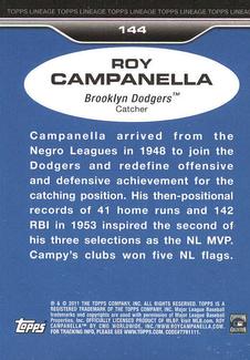 2011 Topps Lineage - 1975 Mini #144 Roy Campanella Back