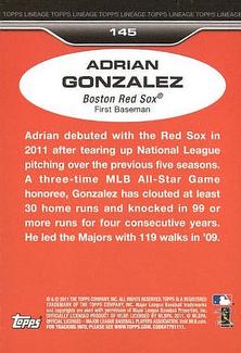 2011 Topps Lineage - 1975 Mini #145 Adrian Gonzalez Back