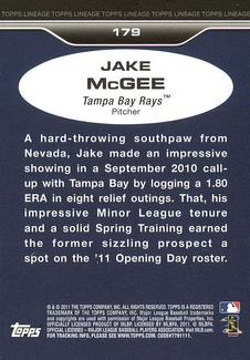 2011 Topps Lineage - 1975 Mini #179 Jake McGee Back