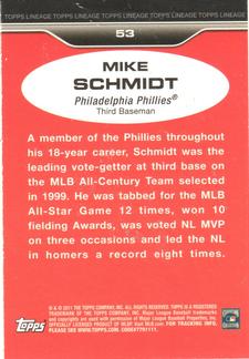 2011 Topps Lineage - 1975 Mini #53 Mike Schmidt Back