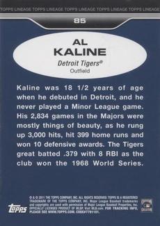 2011 Topps Lineage - 1975 Mini #85 Al Kaline Back