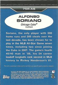 2011 Topps Lineage - 1975 Mini Relics #75R-AS Alfonso Soriano Back