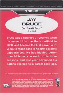 2011 Topps Lineage - 1975 Mini Relics #75R-JB Jay Bruce Back