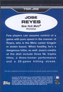 2011 Topps Lineage - 1975 Mini Relics #75R-JRE Jose Reyes Back