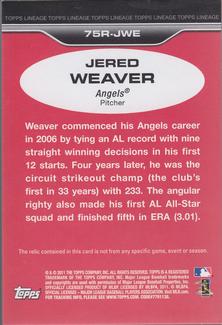 2011 Topps Lineage - 1975 Mini Relics #75R-JWE Jered Weaver Back