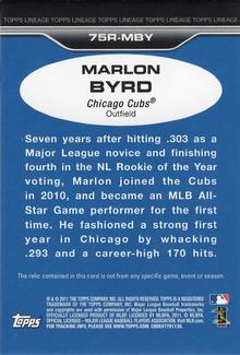 2011 Topps Lineage - 1975 Mini Relics #75R-MBY Marlon Byrd Back