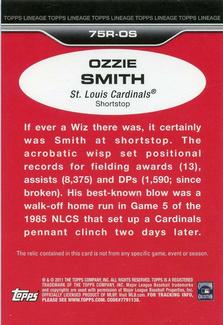 2011 Topps Lineage - 1975 Mini Relics #75R-OS Ozzie Smith Back
