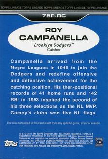 2011 Topps Lineage - 1975 Mini Relics #75R-RC Roy Campanella Back