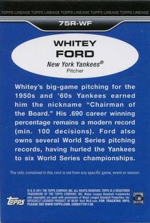 2011 Topps Lineage - 1975 Mini Relics #75R-WF Whitey Ford Back