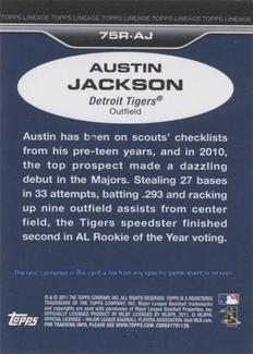 2011 Topps Lineage - 1975 Mini Relics #75R-AJ Austin Jackson Back