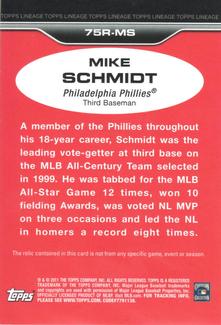 2011 Topps Lineage - 1975 Mini Relics #75R-MS Mike Schmidt Back