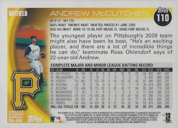 2011 Topps Lineage - Autographs #RA-AM Andrew McCutchen Back