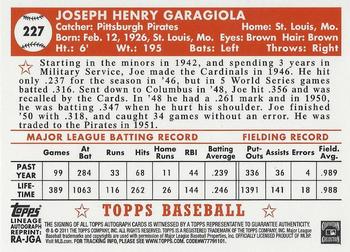 2011 Topps Lineage - Autographs #RA-JGA Joe Garagiola Back