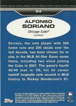 2011 Topps Lineage - Canary Diamond #54 Alfonso Soriano Back