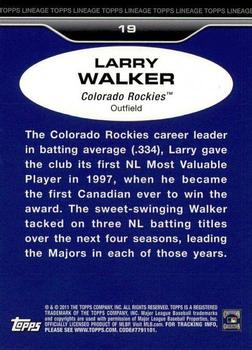 2011 Topps Lineage - Diamond Anniversary Refractors #19 Larry Walker Back