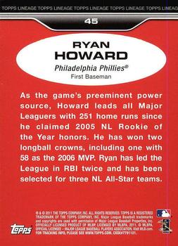 2011 Topps Lineage - Diamond Anniversary Refractors #45 Ryan Howard Back