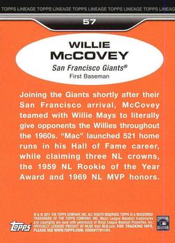 2011 Topps Lineage - Diamond Anniversary Refractors #57 Willie McCovey Back