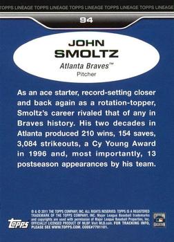 2011 Topps Lineage - Diamond Anniversary Refractors #94 John Smoltz Back