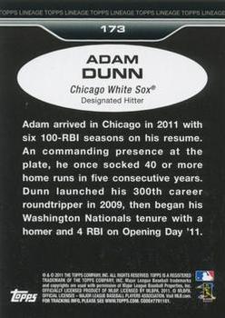 2011 Topps Lineage - Diamond Anniversary Refractors #173 Adam Dunn Back