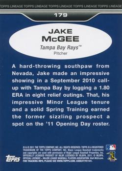 2011 Topps Lineage - Diamond Anniversary Refractors #179 Jake McGee Back