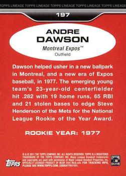 2011 Topps Lineage - Diamond Anniversary Refractors #197 Andre Dawson Back