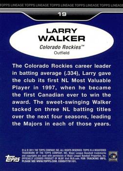 2011 Topps Lineage - Diamond Anniversary Platinum Refractors #19 Larry Walker Back
