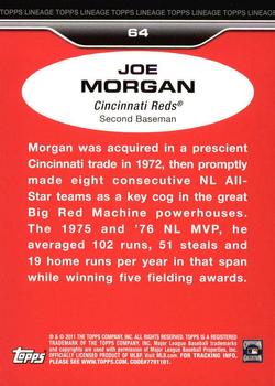 2011 Topps Lineage - Diamond Anniversary Platinum Refractors #64 Joe Morgan Back