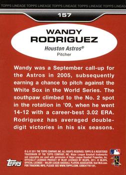 2011 Topps Lineage - Diamond Anniversary Platinum Refractors #157 Wandy Rodriguez Back