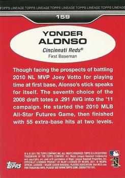 2011 Topps Lineage - Diamond Anniversary Platinum Refractors #159 Yonder Alonso Back