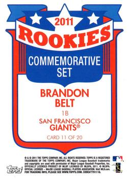 2011 Topps Lineage - Rookies Commemorative #11 Brandon Belt Back