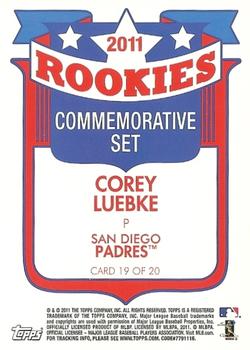 2011 Topps Lineage - Rookies Commemorative #19 Cory Luebke Back