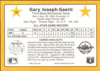 1989 Donruss All-Stars #13 Gary Gaetti Back