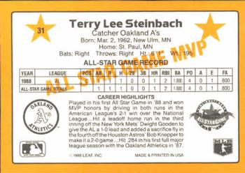 1989 Donruss All-Stars #31 Terry Steinbach Back