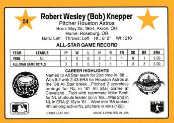 1989 Donruss All-Stars #54 Bob Knepper Back
