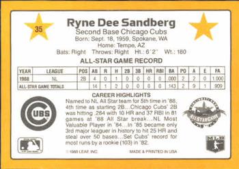 1989 Donruss All-Stars #35 Ryne Sandberg Back