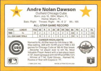 1989 Donruss All-Stars #36 Andre Dawson Back