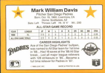 1989 Donruss All-Stars #46 Mark Davis Back