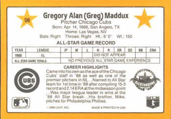 1989 Donruss All-Stars #56 Greg Maddux Back