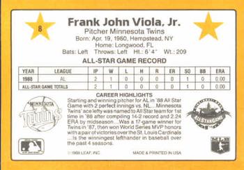 1989 Donruss All-Stars #8 Frank Viola Back