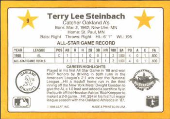 1989 Donruss All-Stars #9 Terry Steinbach Back