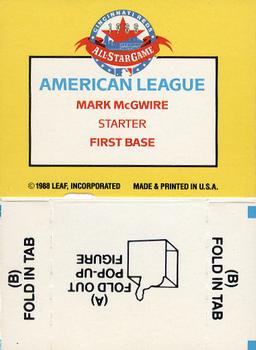 1989 Donruss All-Stars - Pop-Ups #NNO Mark McGwire Back