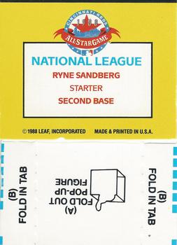 1989 Donruss All-Stars - Pop-Ups #NNO Ryne Sandberg Back