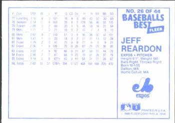 1986 Fleer Baseball's Best Sluggers vs. Pitchers #26 Jeff Reardon Back