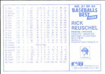 1986 Fleer Baseball's Best Sluggers vs. Pitchers #27 Rick Reuschel Back