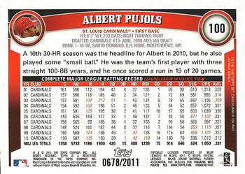 2011 Topps - Gold #100 Albert Pujols Back