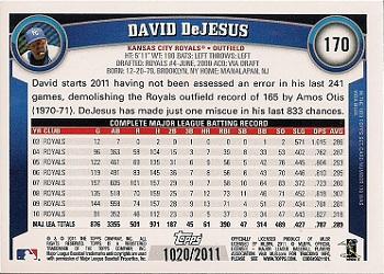 2011 Topps - Gold #170 David DeJesus Back